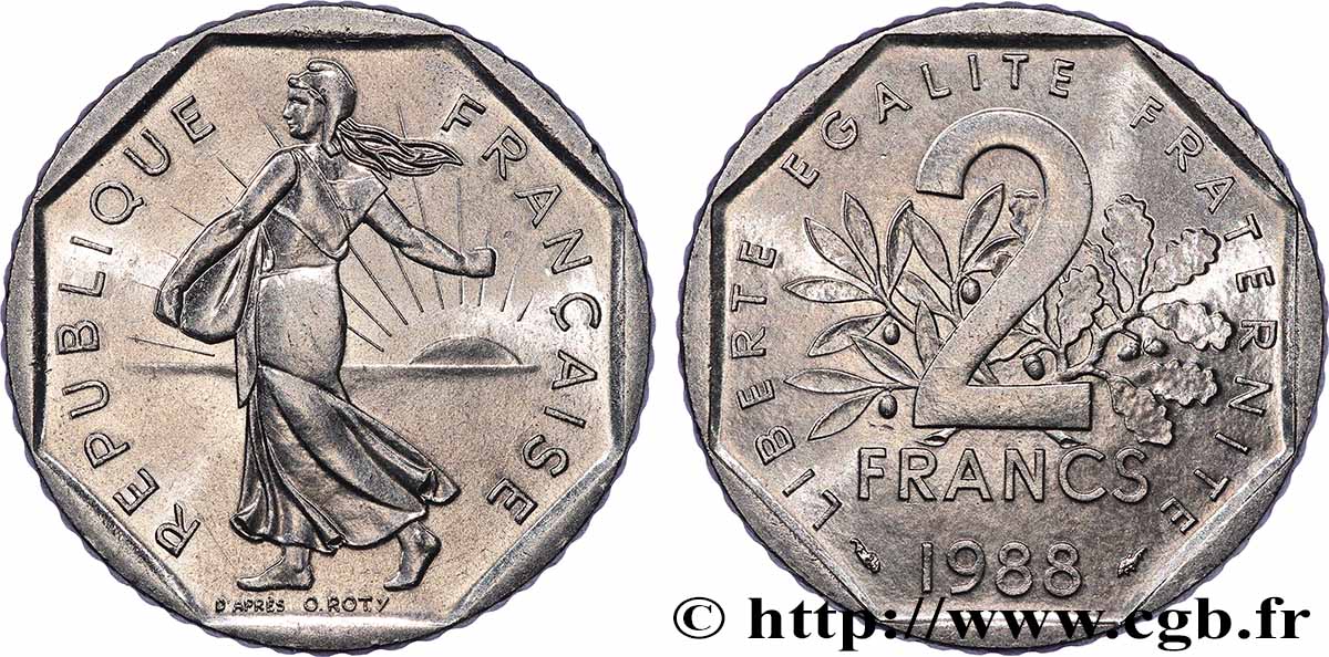 2 francs Semeuse, nickel 1988 Pessac F.272/12 SPL