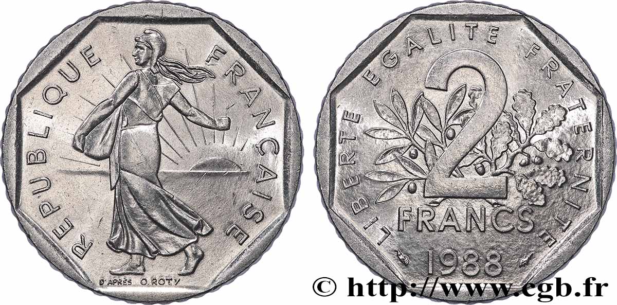 2 francs Semeuse, nickel 1988 Pessac F.272/12 MS