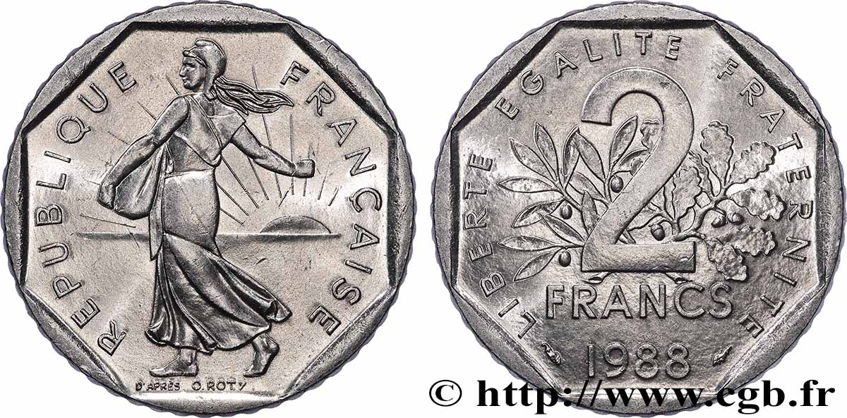 2 francs Semeuse, nickel 1988 Pessac F.272/12 fST