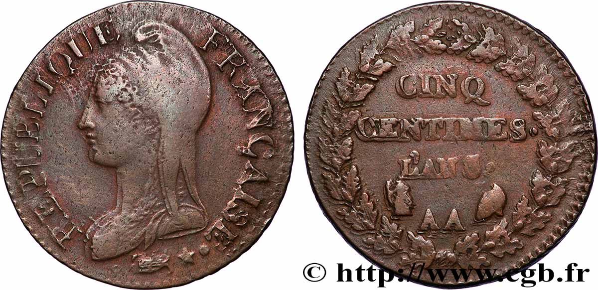 Cinq centimes Dupré, grand module 1800 Metz F.115/106 S