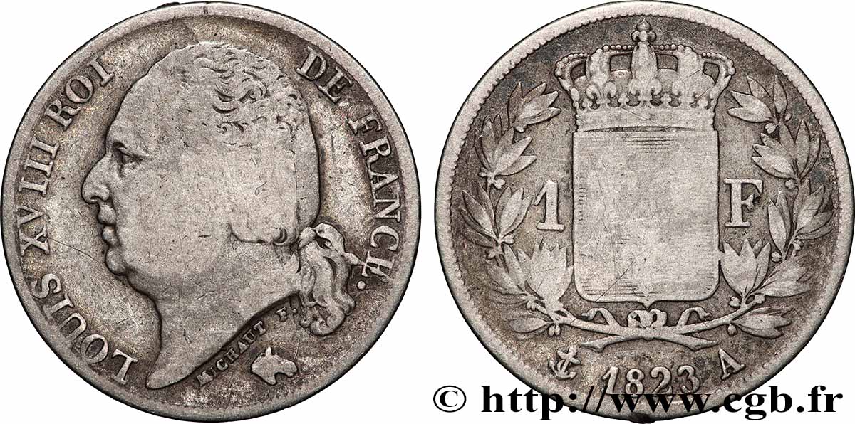 1 franc Louis XVIII 1823 Paris F.206/45 SGE