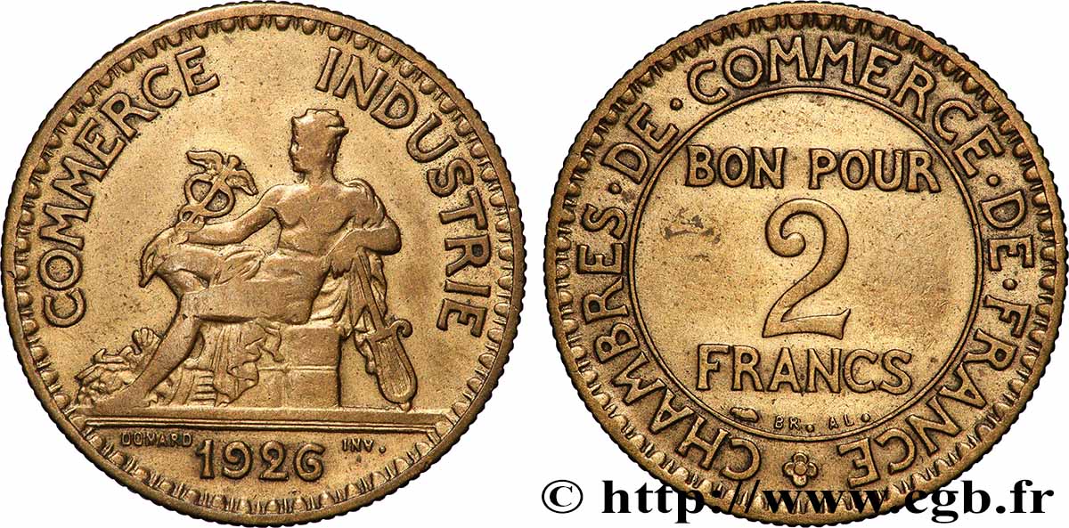 2 francs Chambres de Commerce 1926 F.267/8 fSS
