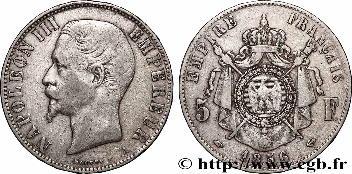 5 francs Napoléon III, tête nue 1856 Paris F.330/6 MB