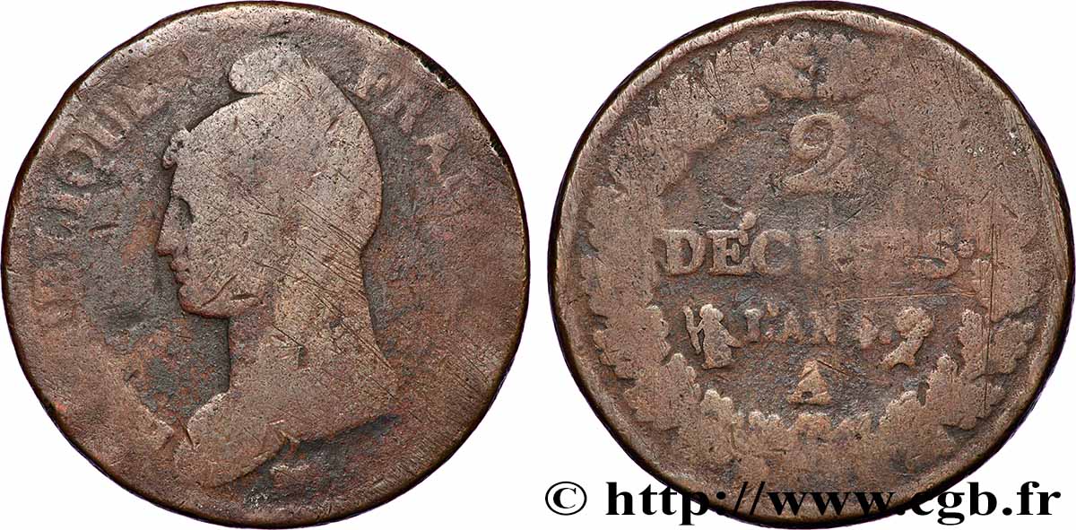 2 décimes Dupré 1796 Paris F.145/1 MC