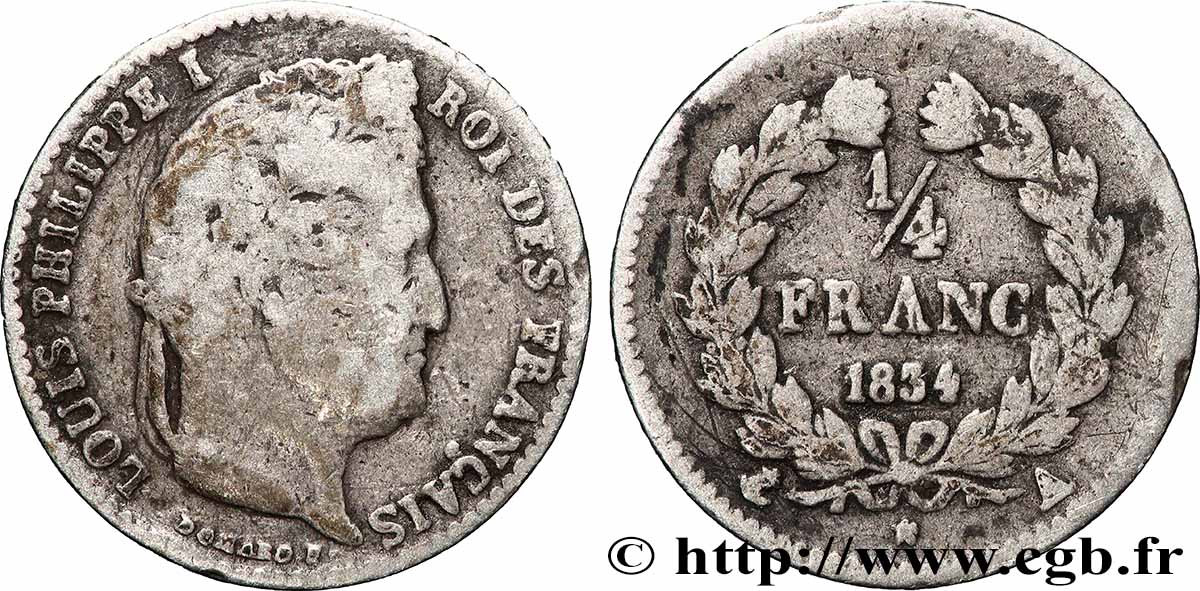 1/4 franc Louis-Philippe 1834 Paris F.166/37 B