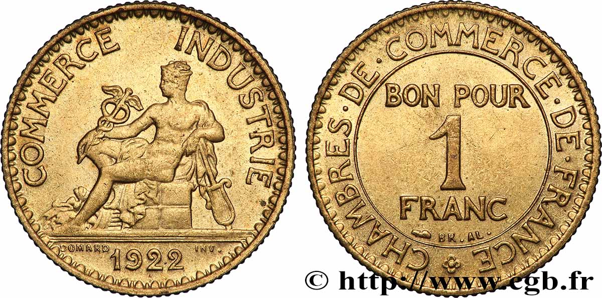 1 franc Chambres de Commerce 1922 Paris F.218/4 SUP