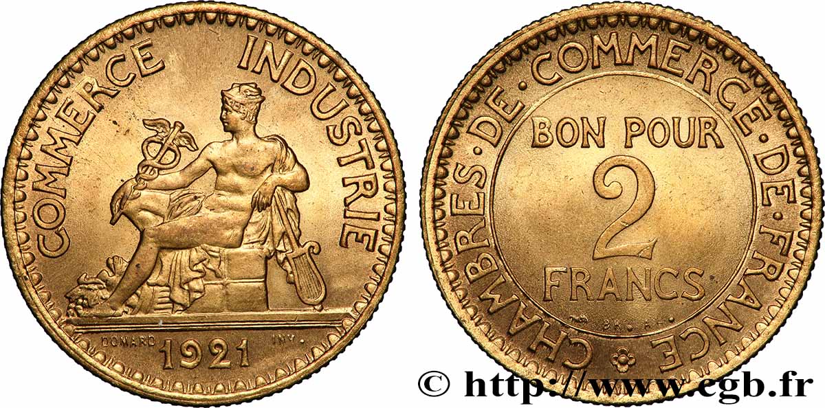 2 francs Chambres de Commerce 1921 F.267/3 EBC+
