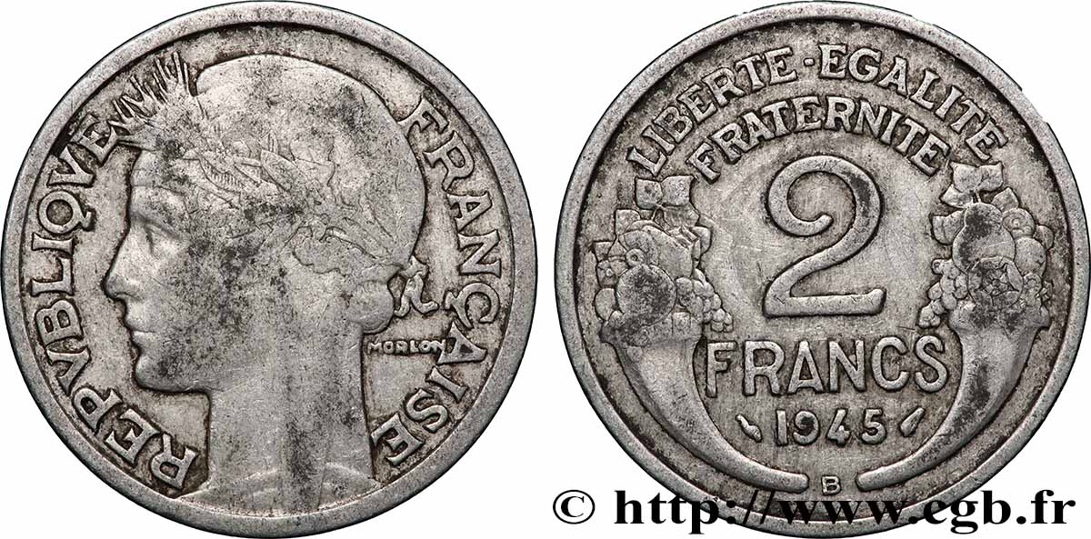 2 francs Morlon, aluminium 1945 Beaumont-Le-Roger F.269/6 S