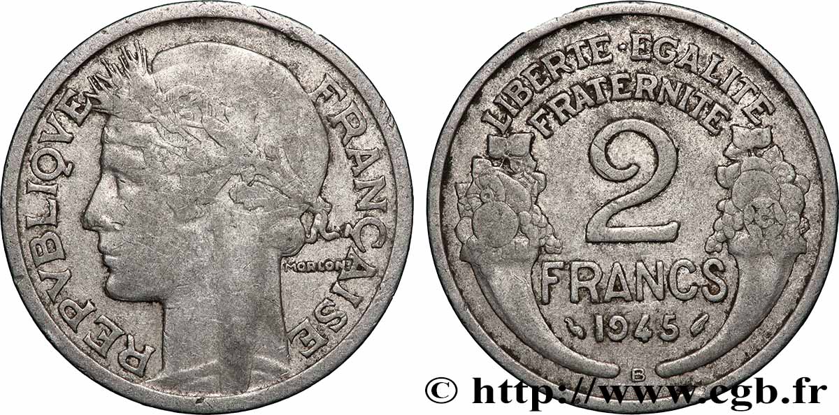 2 francs Morlon, aluminium 1945 Beaumont-Le-Roger F.269/6 MB