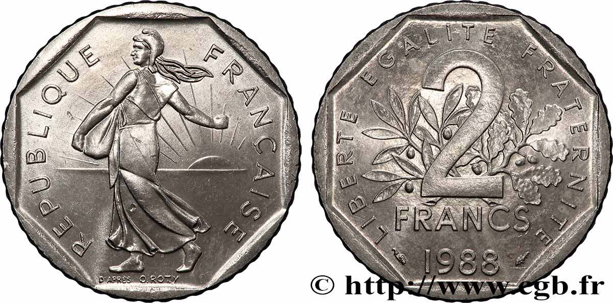 2 francs Semeuse, nickel 1988 Pessac F.272/12 SPL+