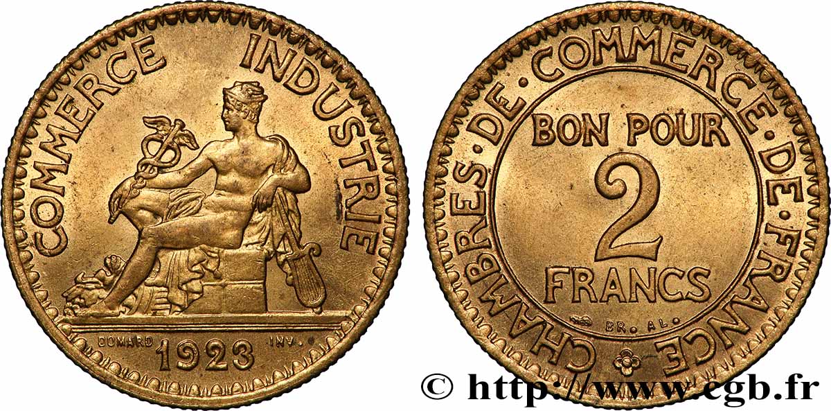 2 francs Chambres de Commerce 1923 F.267/5 VZ+