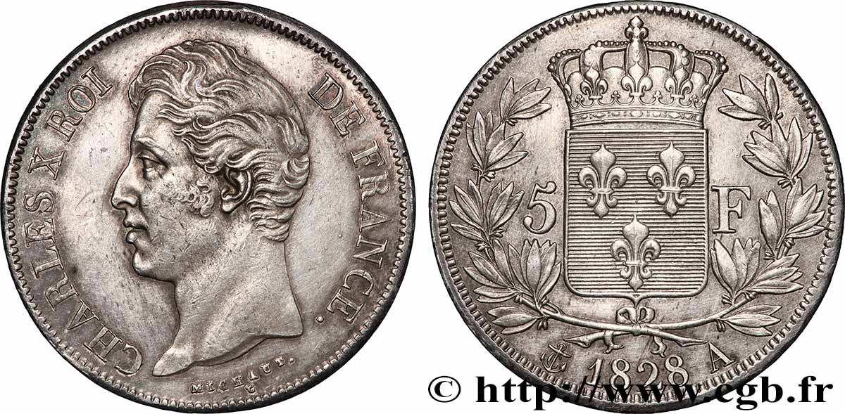 5 francs Charles X, 2e type 1828 Paris F.311/14 AU