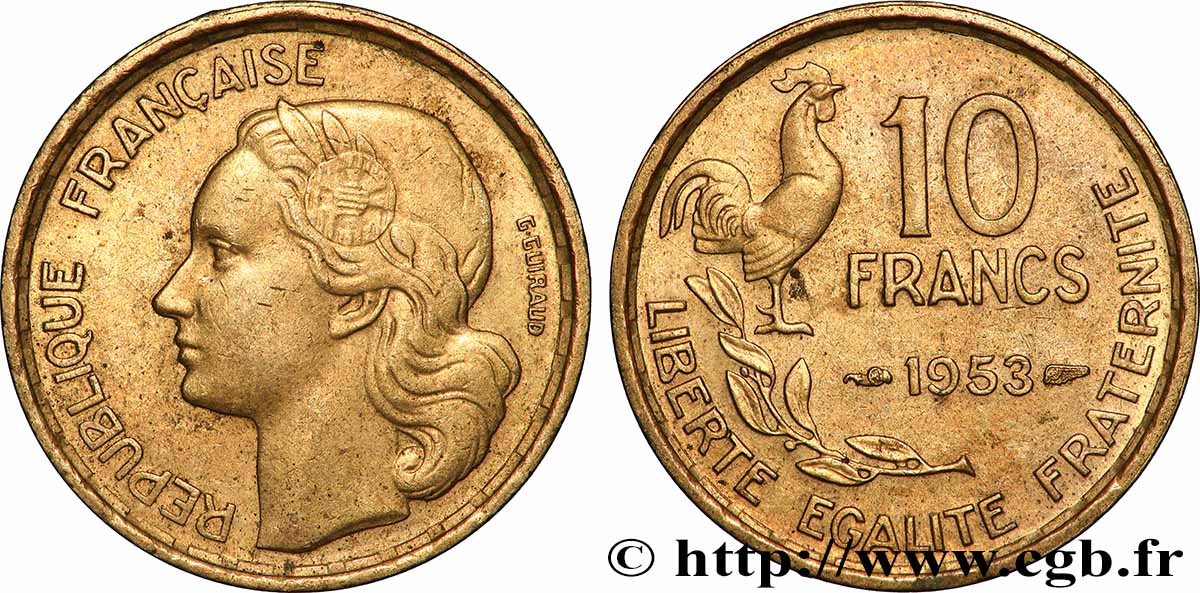 10 francs Guiraud 1953 F.363/8 fVZ