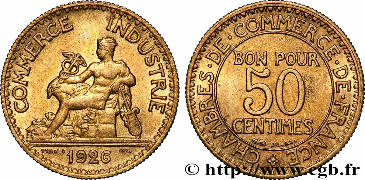50 centimes Chambres de Commerce 1926 Paris F.191/8 VZ