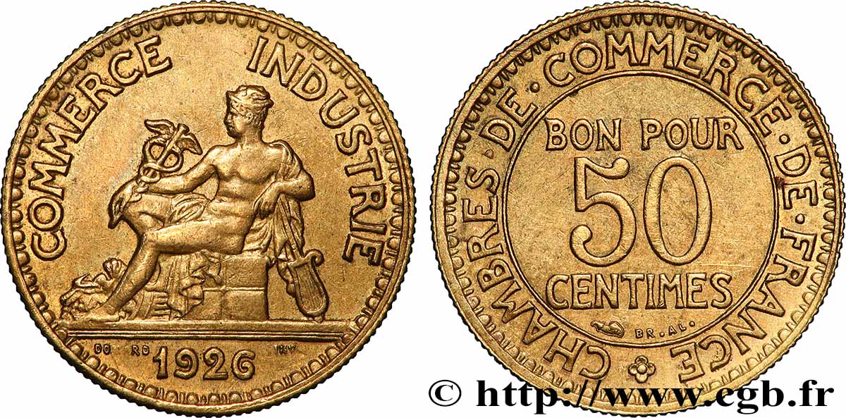 50 centimes Chambres de Commerce 1926 Paris F.191/8 AU