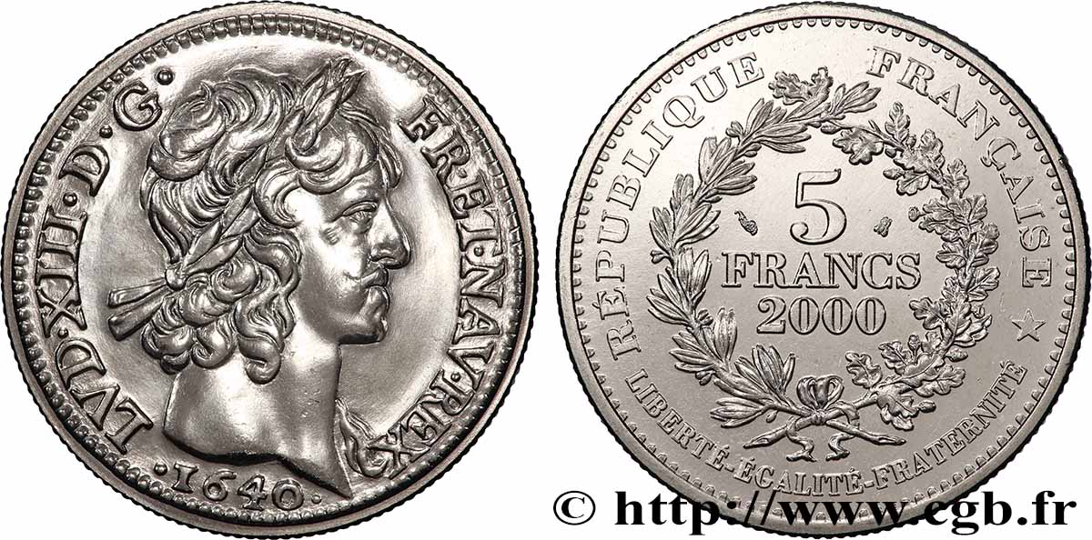 5 francs Louis d’or de Louis XIII 2000 Paris F.352/1 FDC