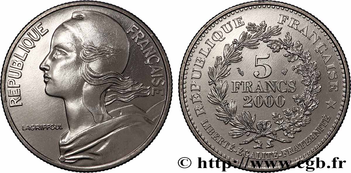 5 francs La Marianne de Lagriffoul 2000 Paris F.355/1 FDC
