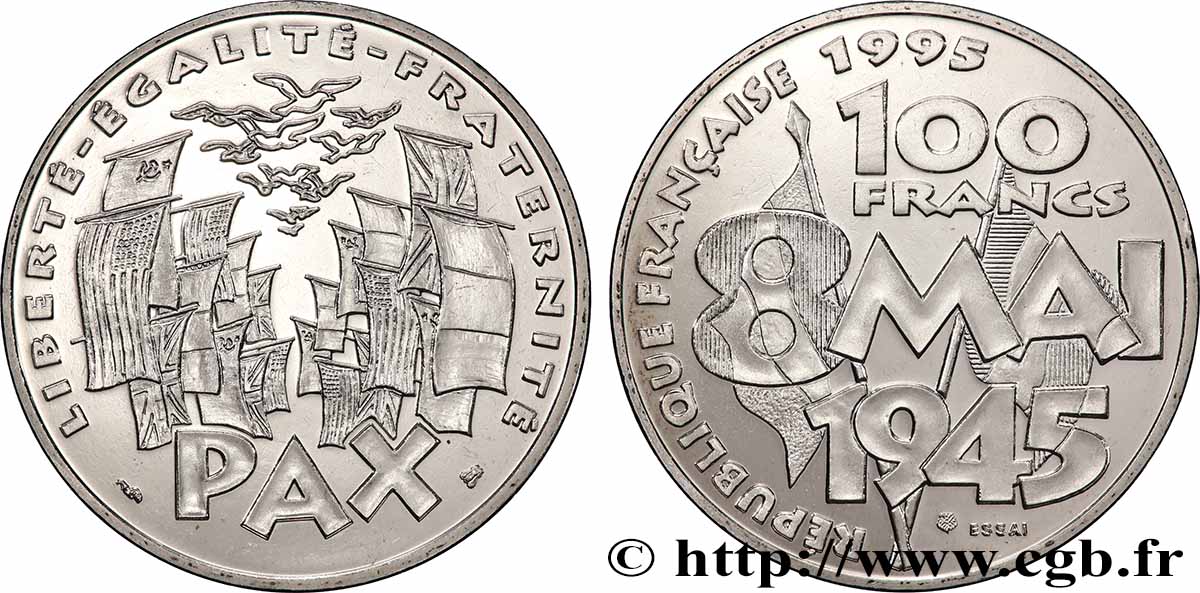Essai de 100 francs 8 Mai 1945 1995 Pessac F.463/1 FDC