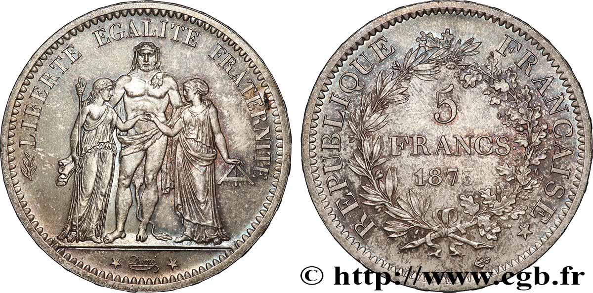 Essai de frappe / prototype de la 10 francs Hercule de 1964 au type du 5 francs Hercule, tranche en relief 1873 Paris GEM.183 3 SPL