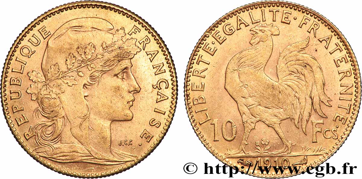 10 francs or Coq 1910 Paris F.509/11 TTB+