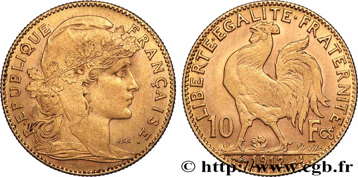 10 francs or Coq 1912 Paris F.509/13 TTB+