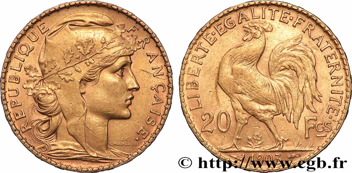 20 francs or Coq, Dieu protège la France 1903 Paris F.534/8 TTB+