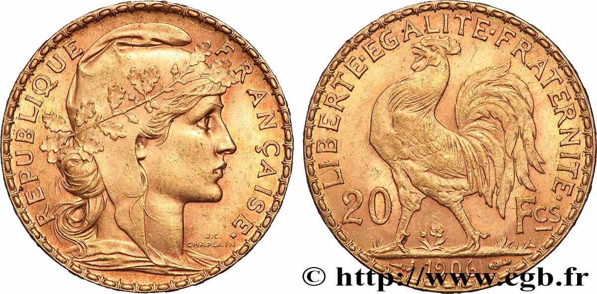 20 francs or Coq, Dieu protège la France 1906 Paris F.534/11 TTB+