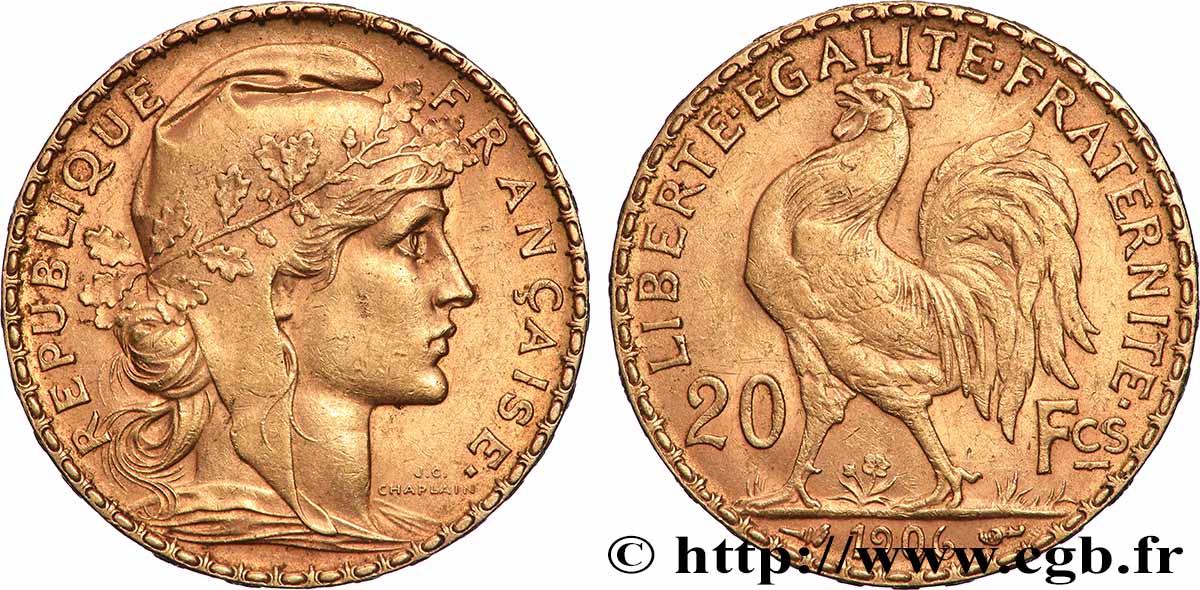 20 francs or Coq, Dieu protège la France 1906 Paris F.534/11 TTB+