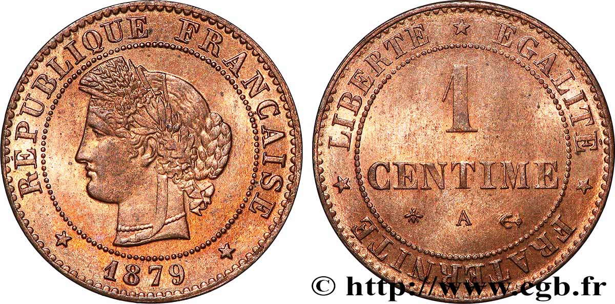 1 centime Cérès, ancre barrée 1879 Paris F.104/9 SPL64