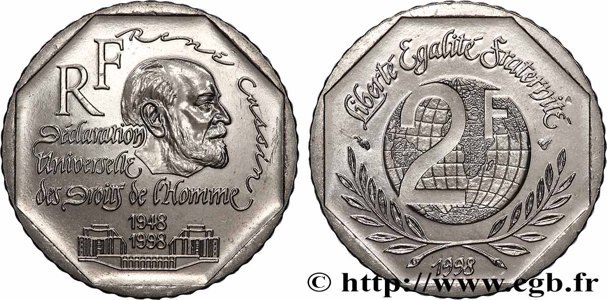 2 francs René Cassin 1998 F.276/2 FDC