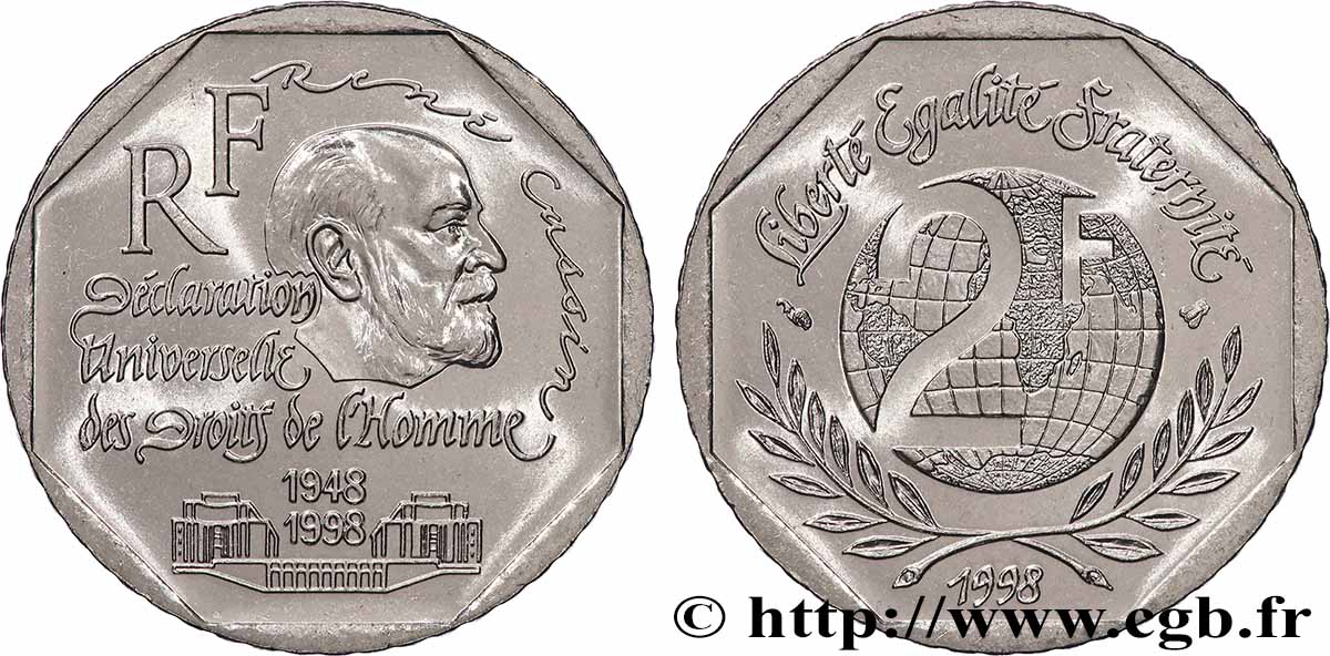 2 francs René Cassin 1998 F.276/2 FDC