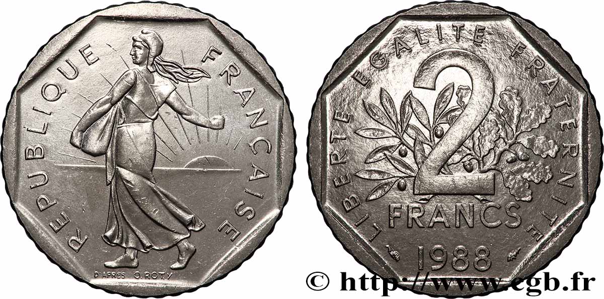 2 francs Semeuse, nickel 1988 Pessac F.272/12 fST