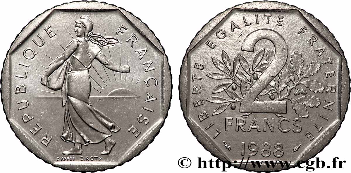2 francs Semeuse, nickel 1988 Pessac F.272/12 MS