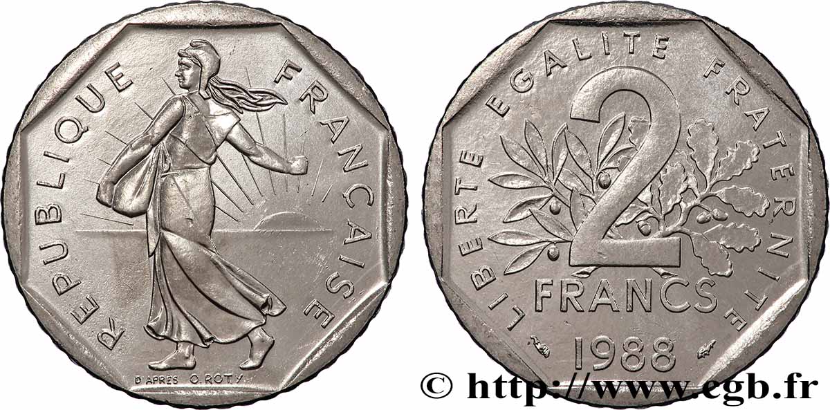 2 francs Semeuse, nickel 1988 Pessac F.272/12 fST