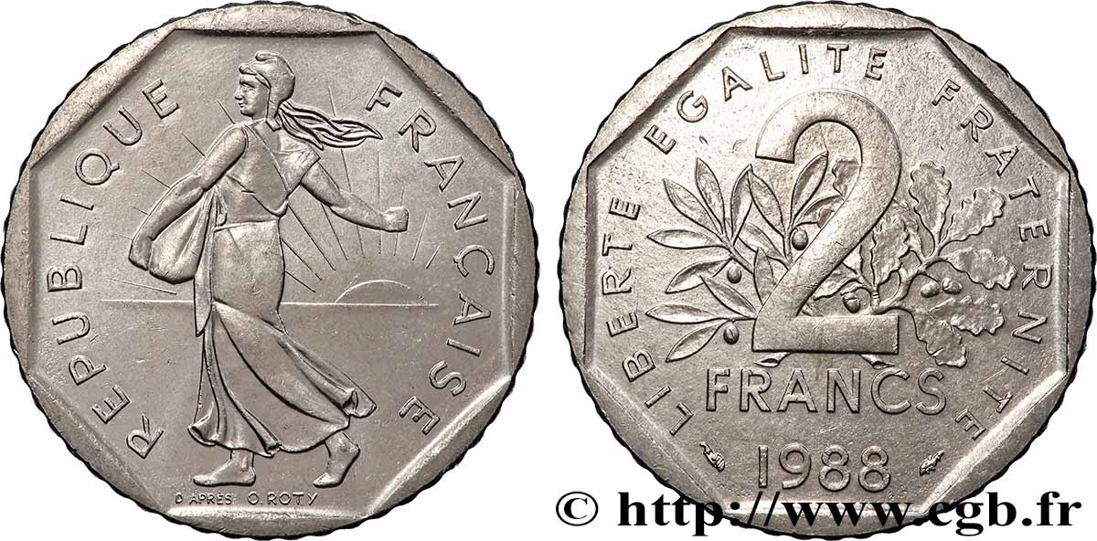 2 francs Semeuse, nickel 1988 Pessac F.272/12 fST