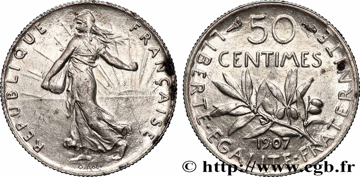 50 centimes Semeuse 1907 Paris F.190/14 VZ58