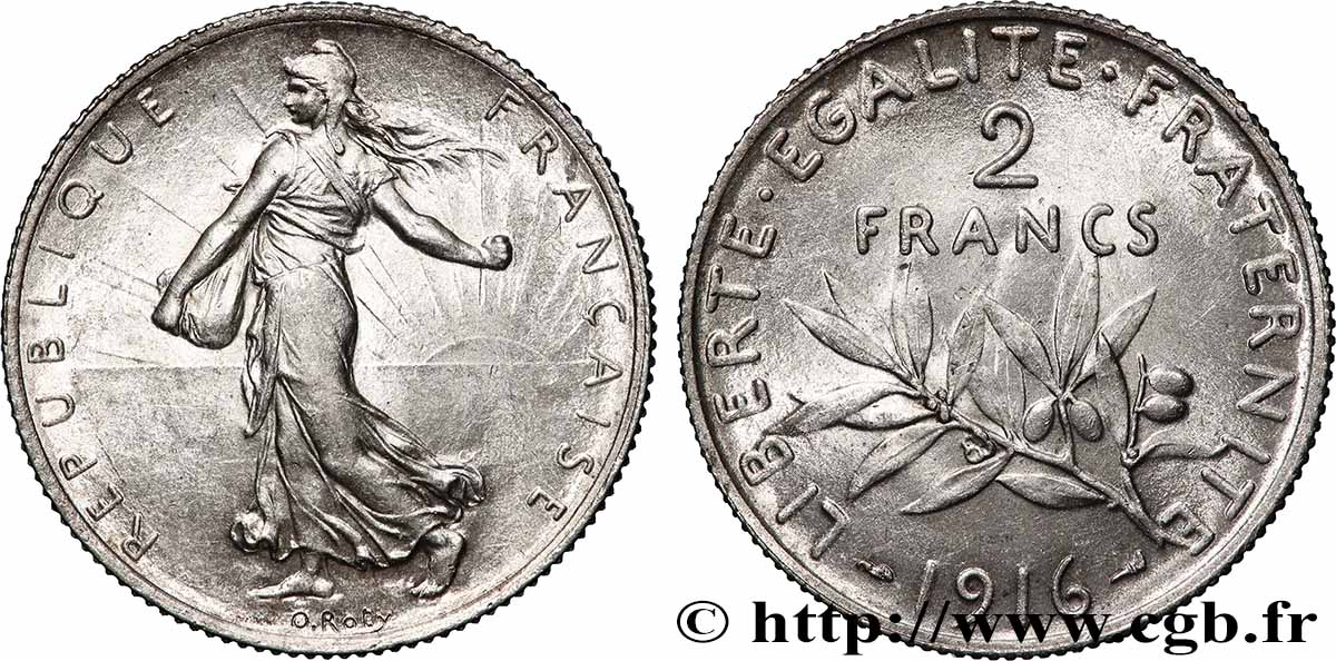 2 francs Semeuse 1916 F.266/18 fST63