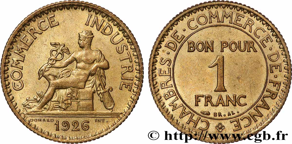 1 franc Chambres de Commerce 1926 Paris F.218/8 VZ60