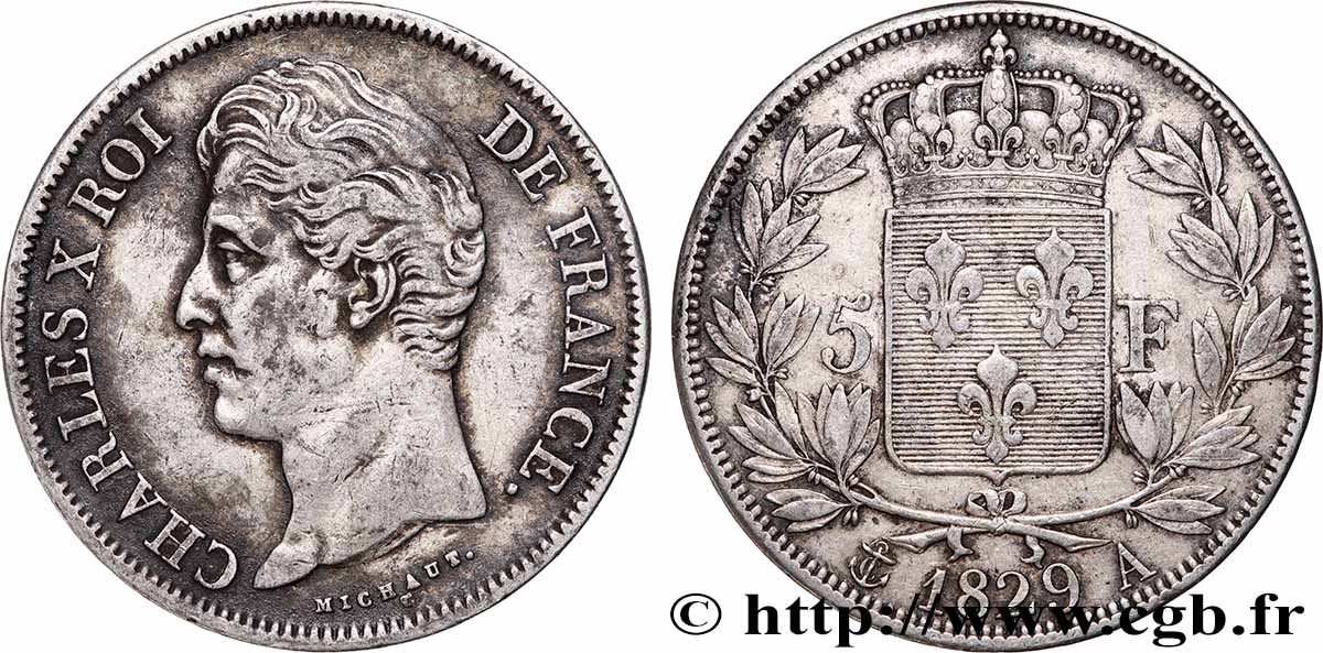 5 francs Charles X, 2e type 1829 Paris F.311/27 q.BB
