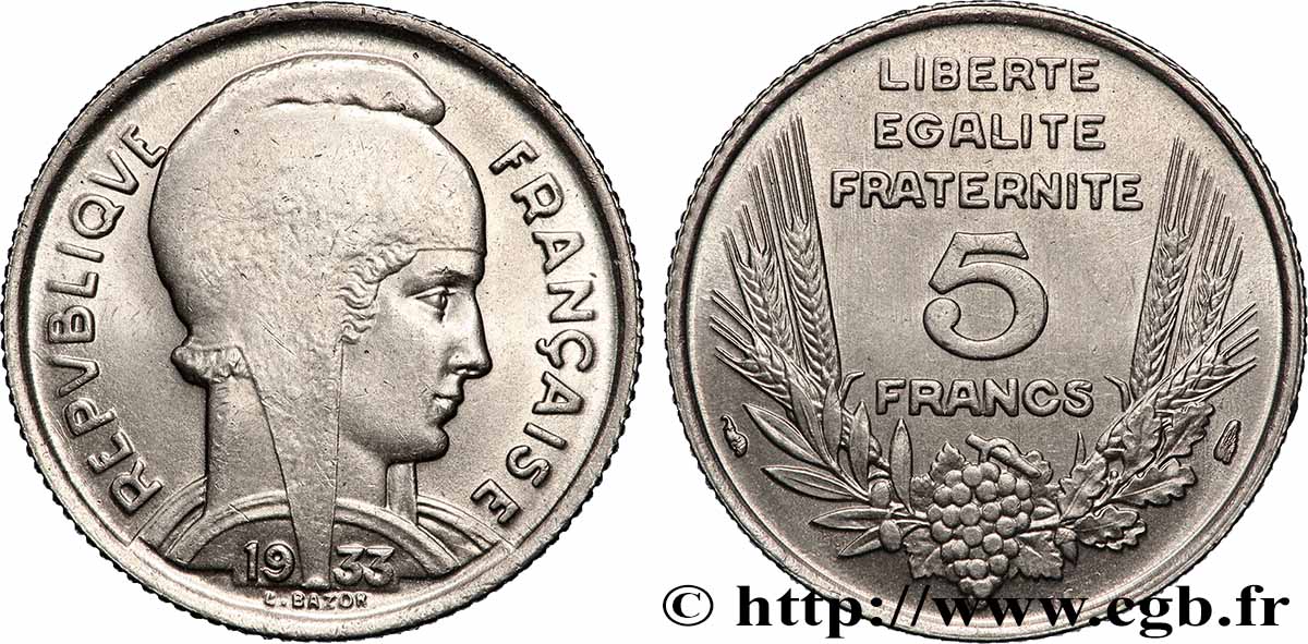 5 francs Bazor 1933 F.335/2 MS
