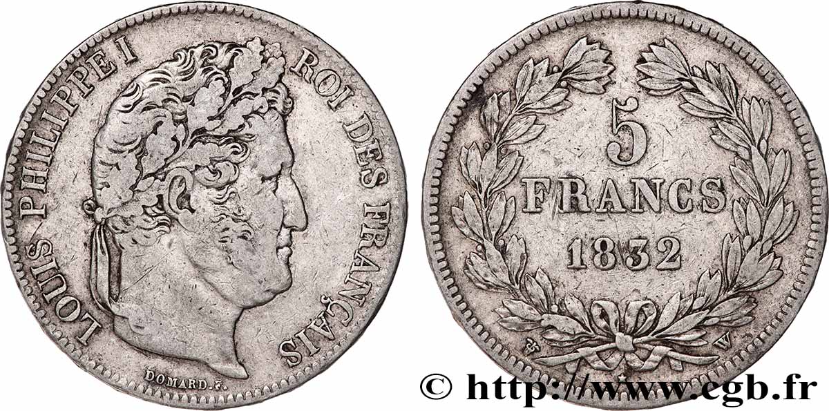 5 francs IIe type Domard 1832 Lille F.324/13 q.BB