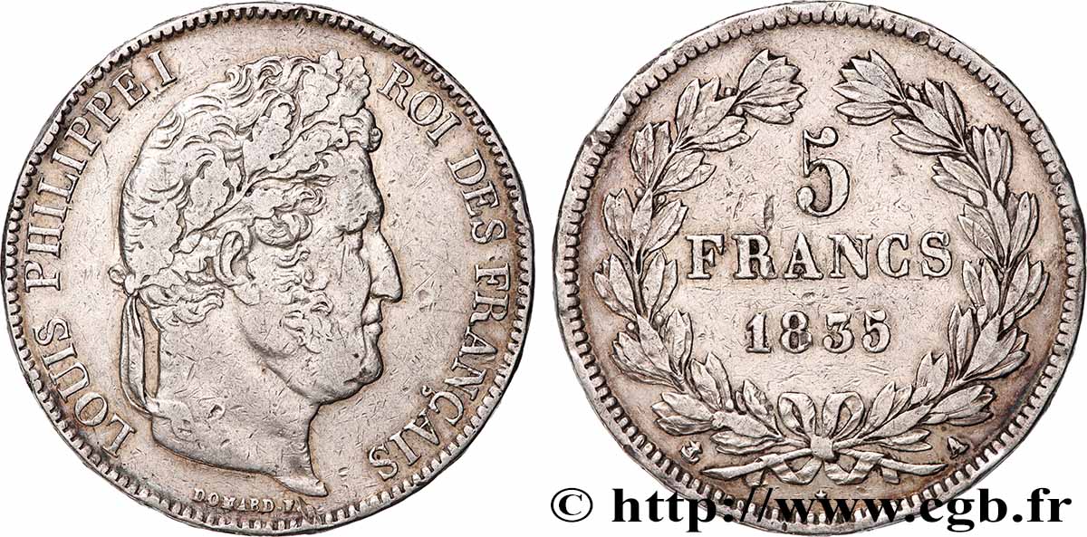 5 francs IIe type Domard 1835 Paris F.324/42 TB+