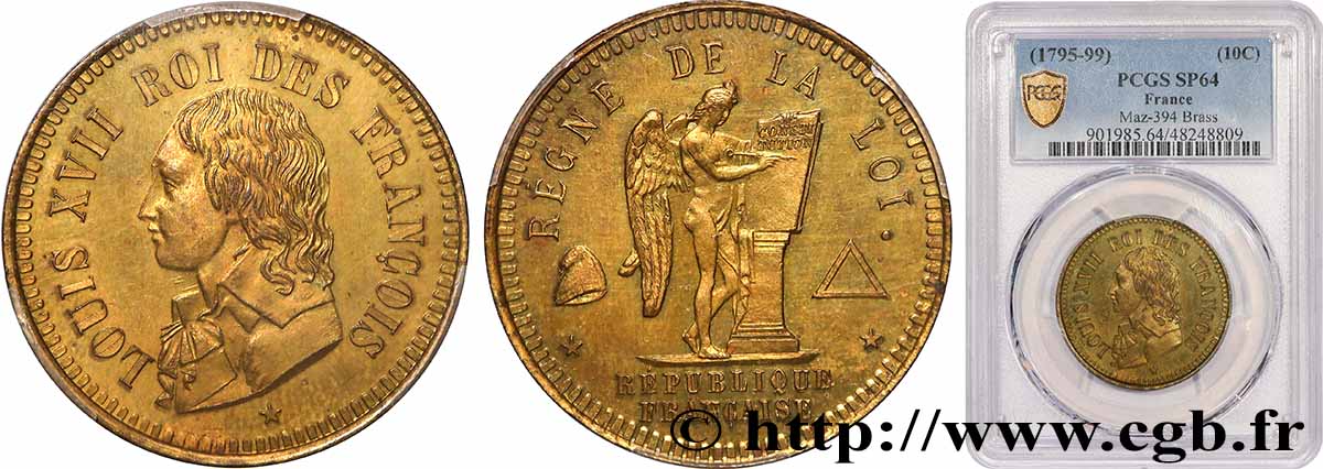 Essai en laiton au module du décime n.d. VG.462 Laiton MS64 PCGS