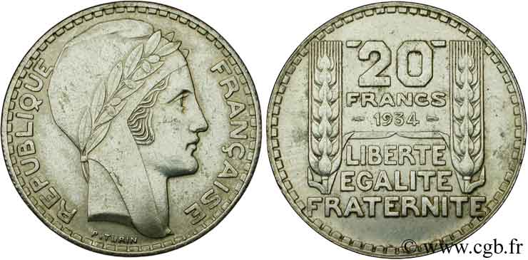 20 francs Turin 1934  F.400/6 TTB52 