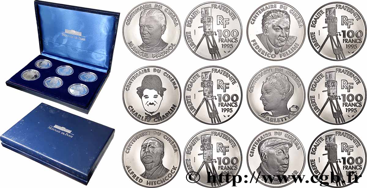 Coffret de six essais Belle Épreuve 100 francs - Centenaire du Cinéma 1995 Paris F5.1642 1643 1644 1648 1652 1654 E FDC