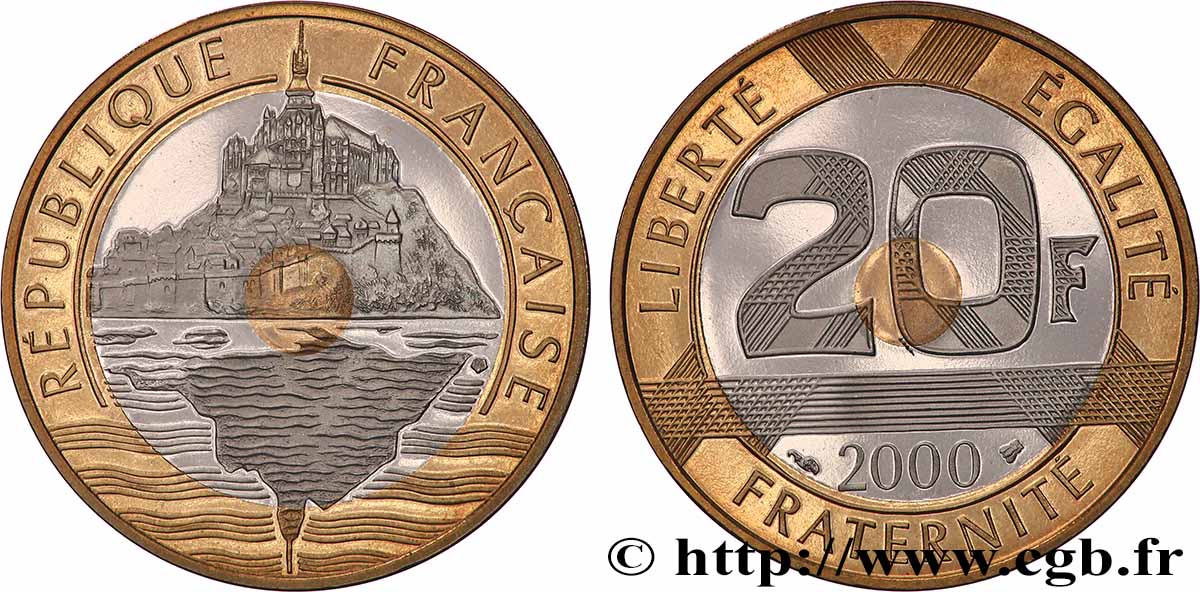 20 francs Mont Saint-Michel, BE (Belle Épreuve) 2000 Pessac F.403/16 var. FDC