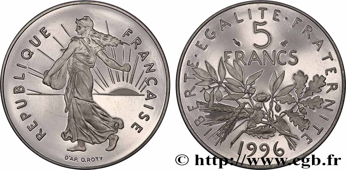 5 francs Semeuse, nickel, BE (Belle Épreuve) 1996 Pessac F.341/32 var. ST