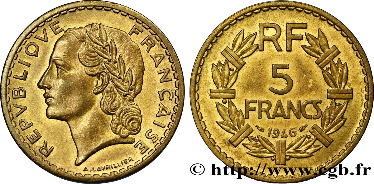 5 francs Lavrillier, bronze-aluminium 1946 F.337/7 SUP58