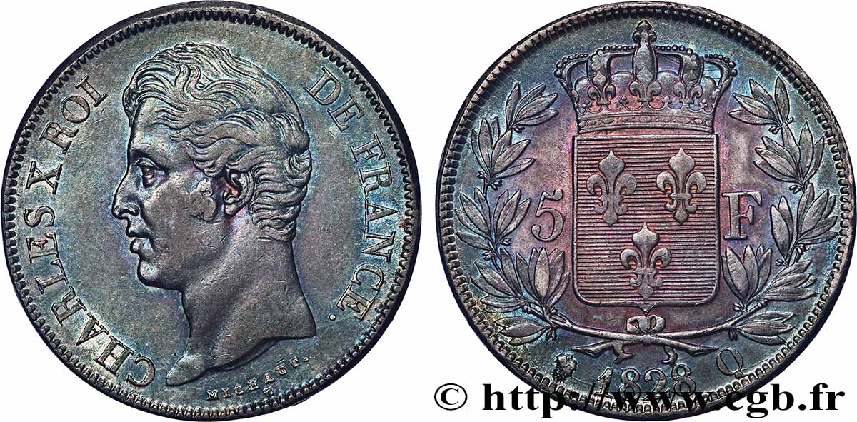 5 francs Charles X, 2e type 1828 Perpignan F.311/24 AU