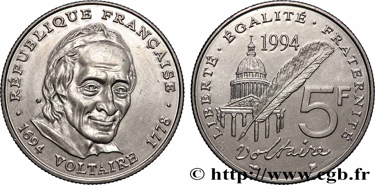 5 francs Voltaire 1994 F.344/2 VZ+